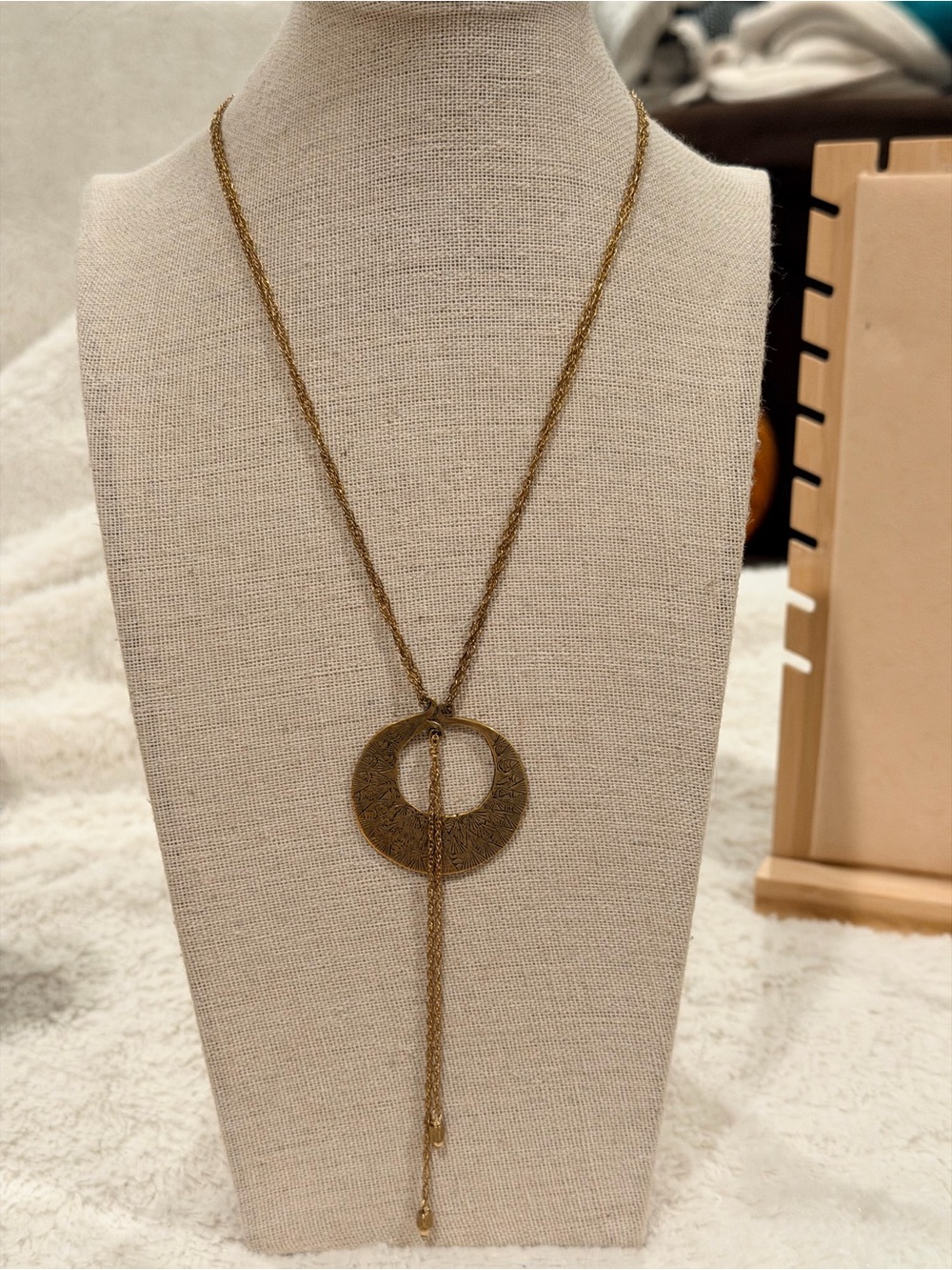 Sogoli Gold plated Circle Lariat Necklace